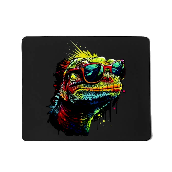 Colorful Lizard With Sunglasses Mousepad