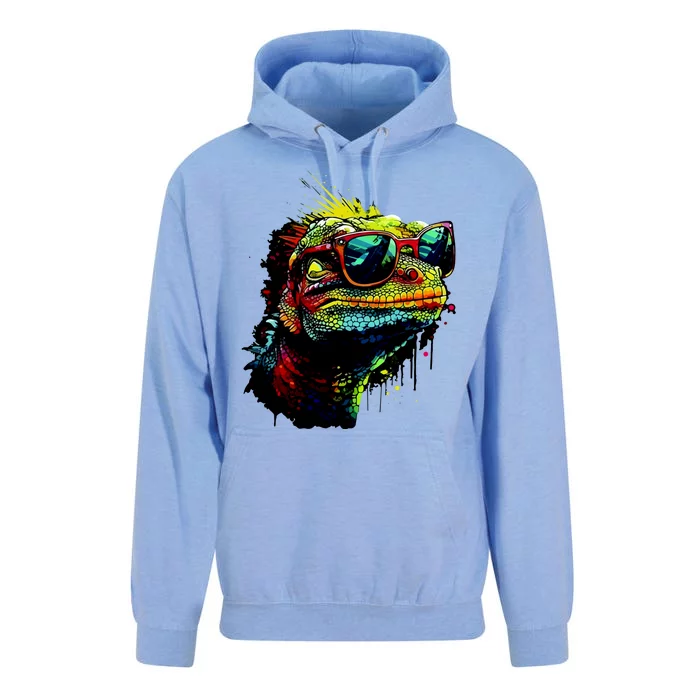 Colorful Lizard With Sunglasses Unisex Surf Hoodie