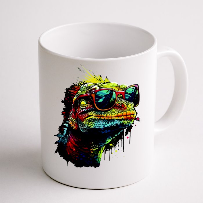 Colorful Lizard With Sunglasses Front & Back Coffee Mug