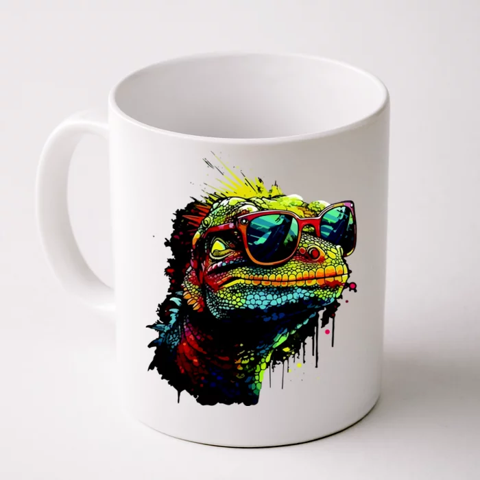 Colorful Lizard With Sunglasses Front & Back Coffee Mug