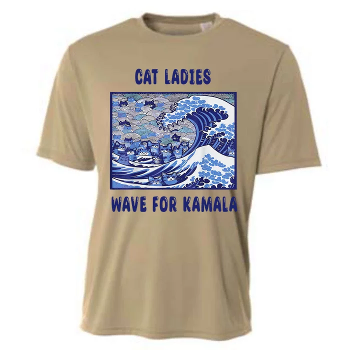 Cat Ladies Wave For Kamala Funny Cat President 2024 Cooling Performance Crew T-Shirt