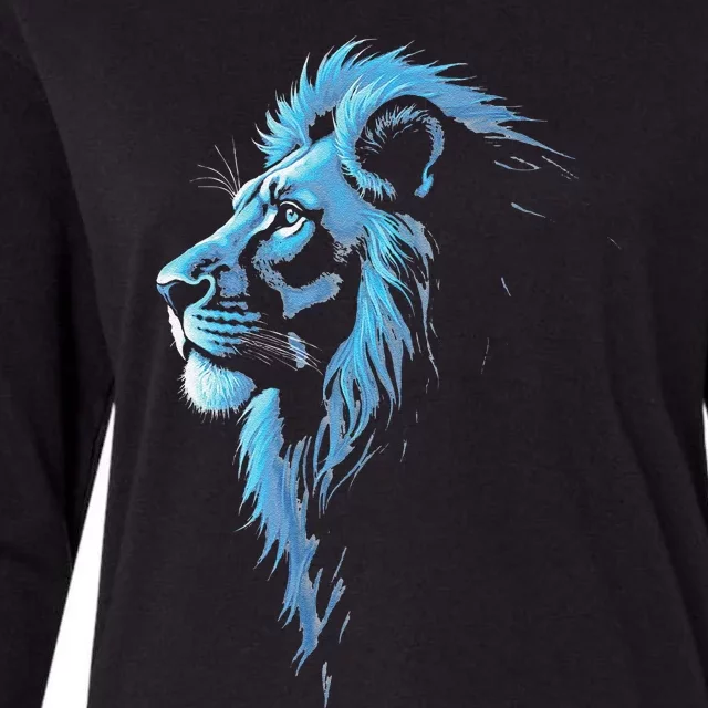 Cool Lion With Blue Eyes Gift Womens Cotton Relaxed Long Sleeve T-Shirt