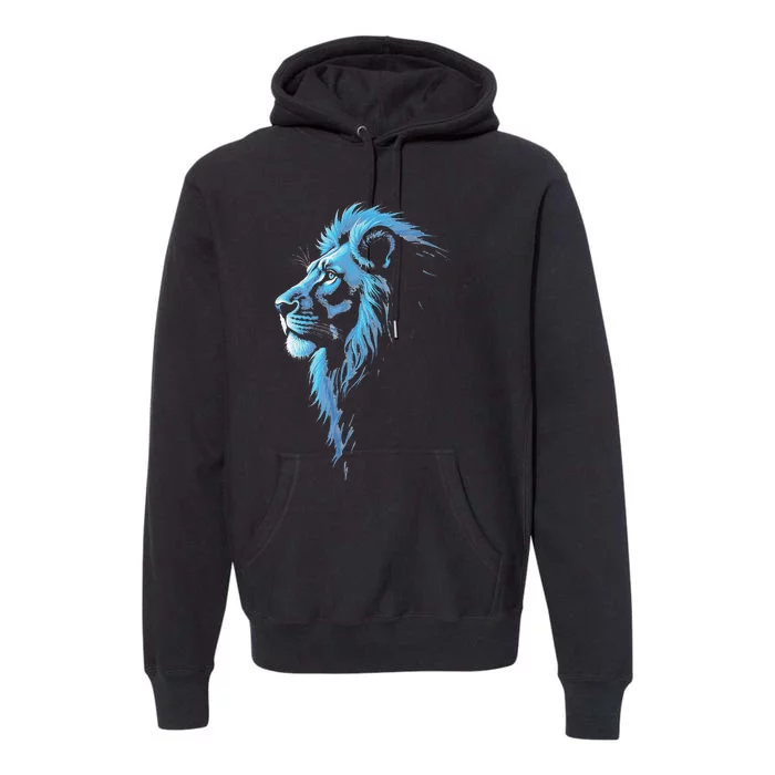 Cool Lion With Blue Eyes Gift Premium Hoodie