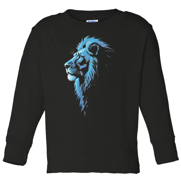 Cool Lion With Blue Eyes Gift Toddler Long Sleeve Shirt