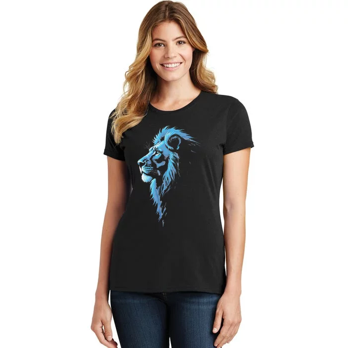 Cool Lion With Blue Eyes Gift Women's T-Shirt