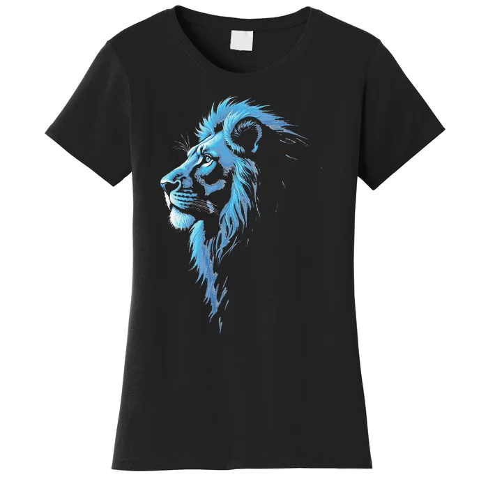 Cool Lion With Blue Eyes Gift Women's T-Shirt