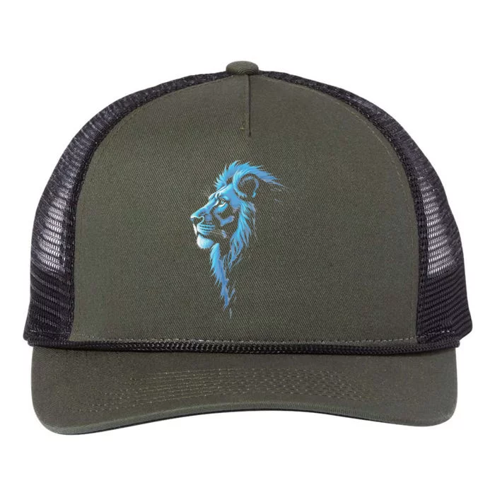 Cool Lion With Blue Eyes Gift Retro Rope Trucker Hat Cap