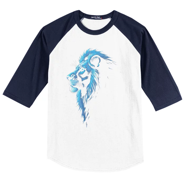 Cool Lion With Blue Eyes Gift Baseball Sleeve Shirt