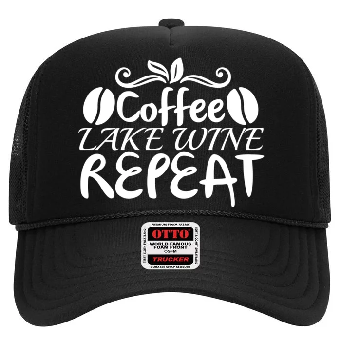 Coffee Lake Wine Repeat High Crown Mesh Trucker Hat