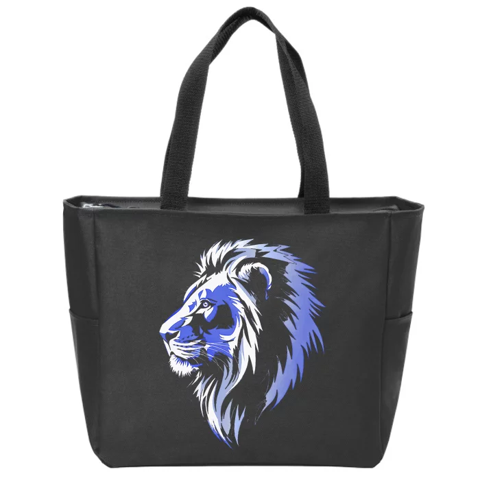 Cool Lion With Blue Eyes Lions Zip Tote Bag