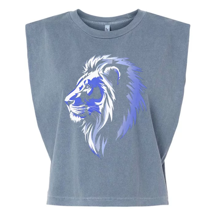 Cool Lion With Blue Eyes Lions Garment-Dyed Women's Muscle Tee