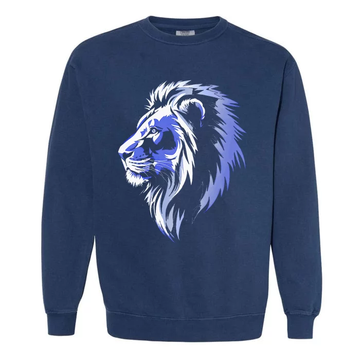 Cool Lion With Blue Eyes Lions Garment-Dyed Sweatshirt