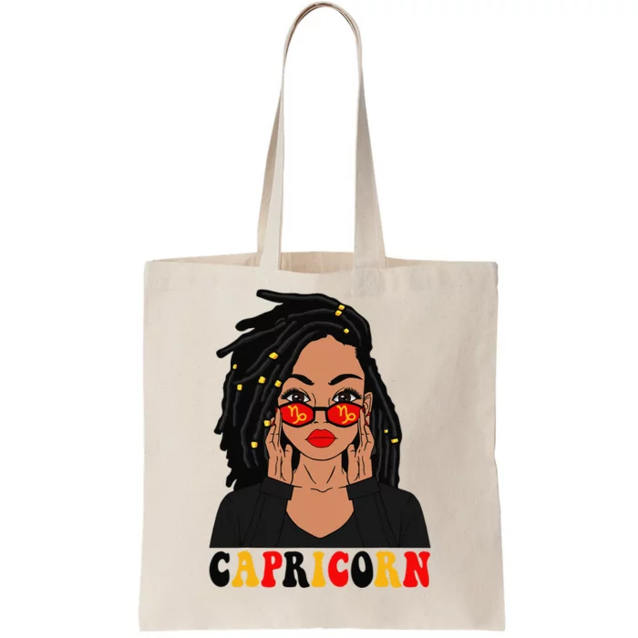 Capricorn Loc'd Woman Zodiac Signs Birthday Tote Bag