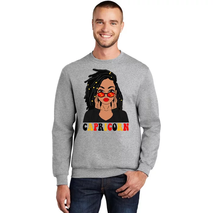 Capricorn Loc'd Woman Zodiac Signs Birthday Tall Sweatshirt