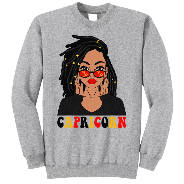 Capricorn Loc'd Woman Zodiac Signs Birthday Tall Sweatshirt