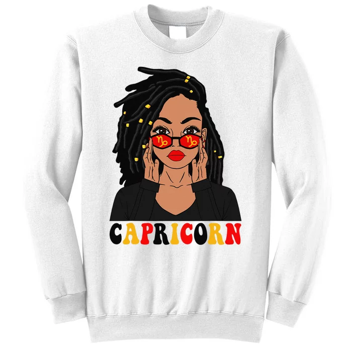 Capricorn Loc'd Woman Zodiac Signs Birthday Sweatshirt