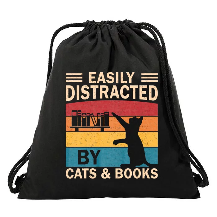 Cat Lover Women Book Lover Reading Librarian Read Drawstring Bag