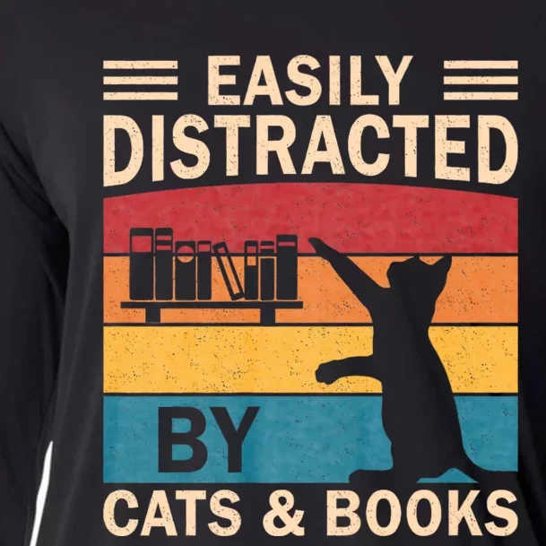 Cat Lover Women Book Lover Reading Librarian Read Cooling Performance Long Sleeve Crew