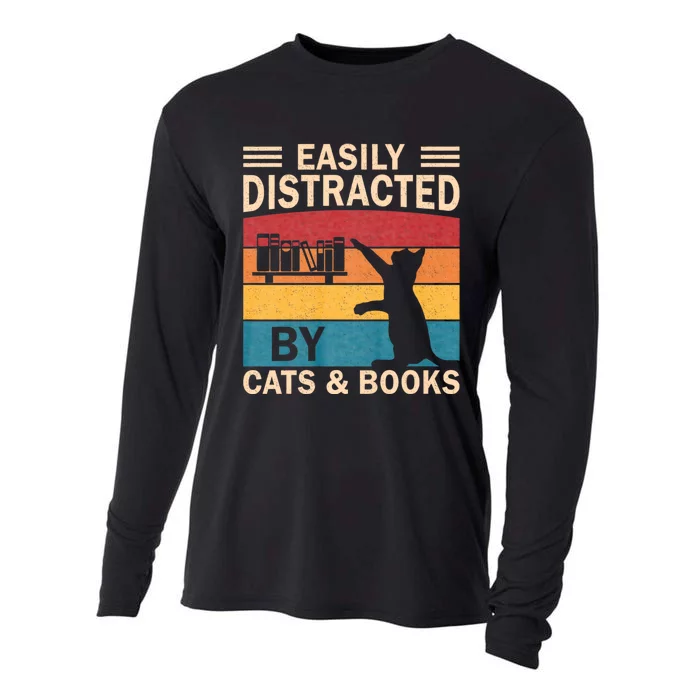 Cat Lover Women Book Lover Reading Librarian Read Cooling Performance Long Sleeve Crew