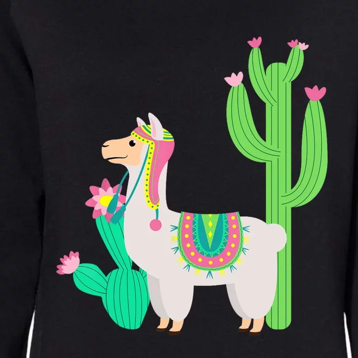 Cute Llama With Flower & Cactus Funny Camelid Lovers Outfit Womens California Wash Sweatshirt