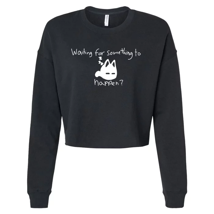 Cat Lover Waiting For Something To Happen Omori Cat Inspired Cropped Pullover Crew