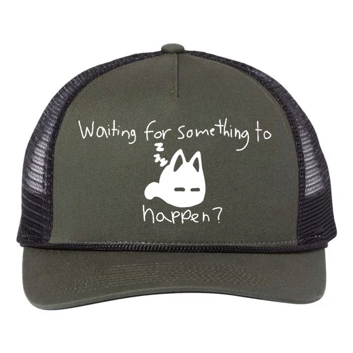 Cat Lover Waiting For Something To Happen Omori Cat Inspired Retro Rope Trucker Hat Cap