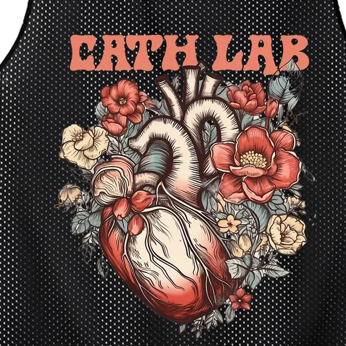 Cath Lab With Human Heart & Flowers Mesh Reversible Basketball Jersey Tank