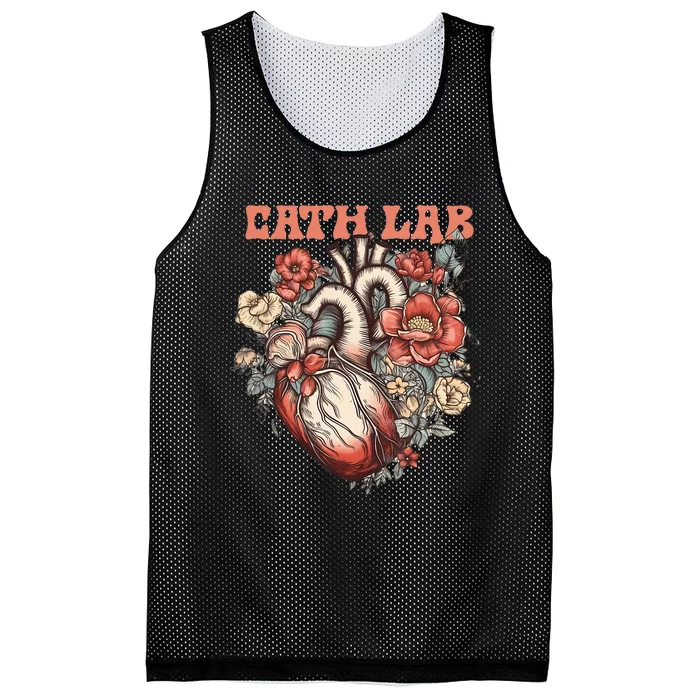 Cath Lab With Human Heart & Flowers Mesh Reversible Basketball Jersey Tank