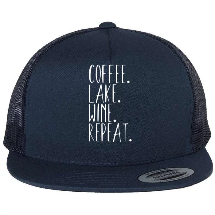 Coffee Lake Wine Repeat Gift Flat Bill Trucker Hat