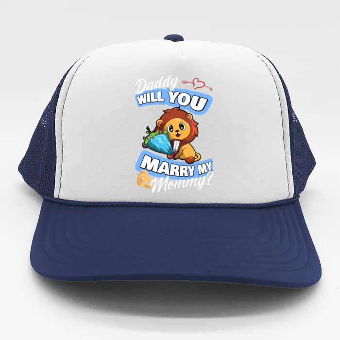 Cute Lion Wedding Offer Daddy Will You Marry My Mommy Gift Trucker Hat