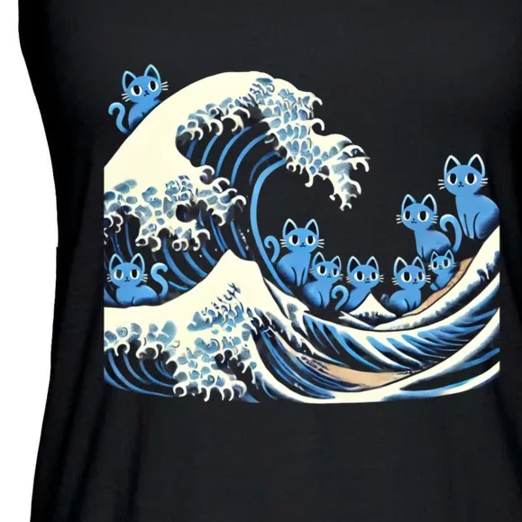 Cat Ladies Wave Of Blue Design Blue Cats Wave For Kamala Funny Ladies Essential Flowy Tank