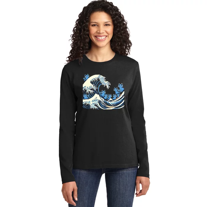 Cat Ladies Wave Of Blue Design Blue Cats Wave For Kamala Funny Ladies Long Sleeve Shirt