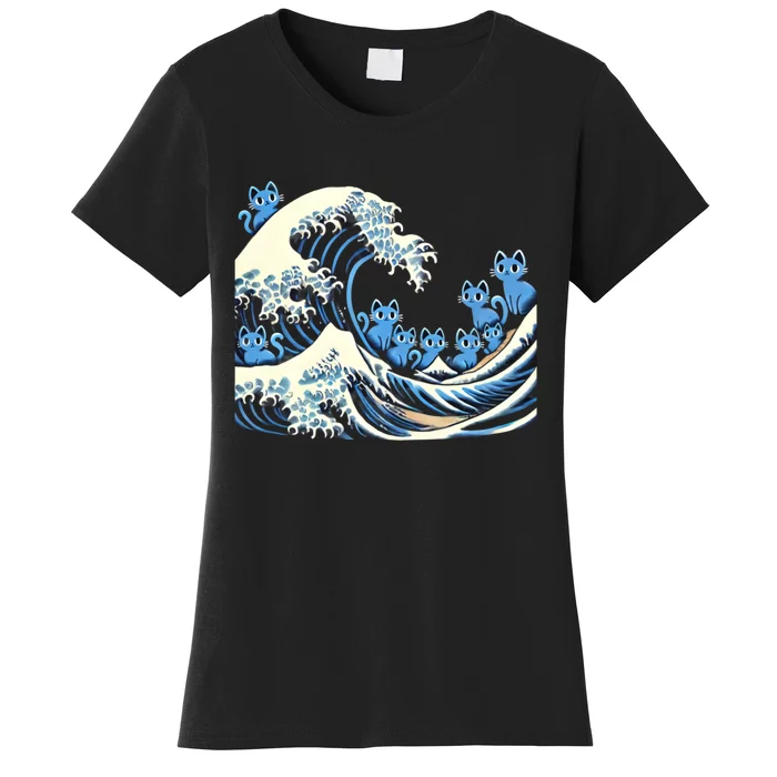 Cat Ladies Wave Of Blue Design Blue Cats Wave For Kamala Funny Women's T-Shirt