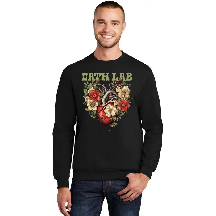 Cath Lab With Human Heart & Flowers Tall Sweatshirt