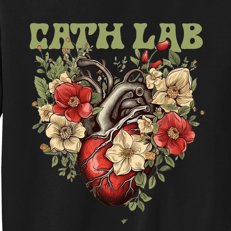 Cath Lab With Human Heart & Flowers Tall Sweatshirt