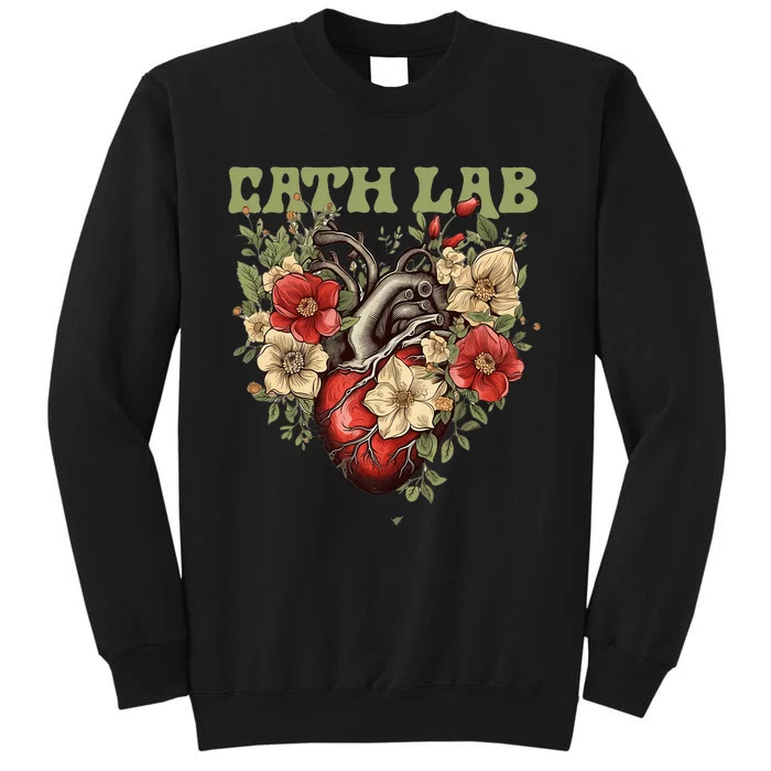 Cath Lab With Human Heart & Flowers Tall Sweatshirt