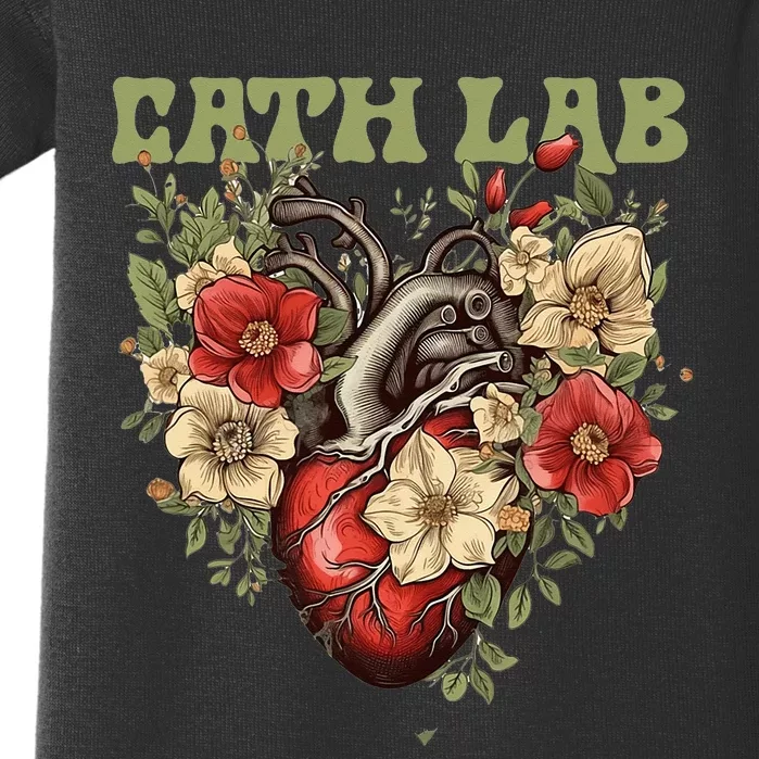 Cath Lab With Human Heart & Flowers Baby Bodysuit