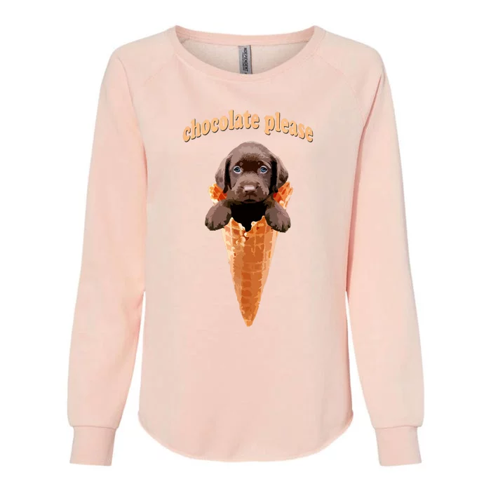 Chocolate Lab Waffle Cone Ice Cream Cute Puppy Womens California Wash Sweatshirt