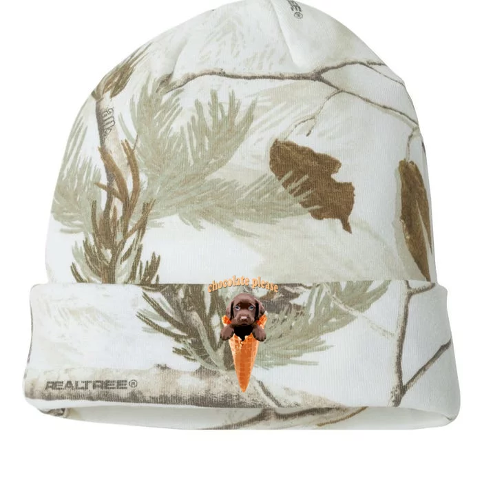 Chocolate Lab Waffle Cone Ice Cream Cute Puppy Kati - 12in Camo Beanie