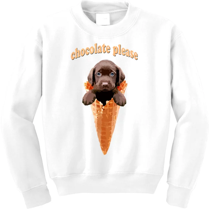 Chocolate Lab Waffle Cone Ice Cream Cute Puppy Kids Sweatshirt