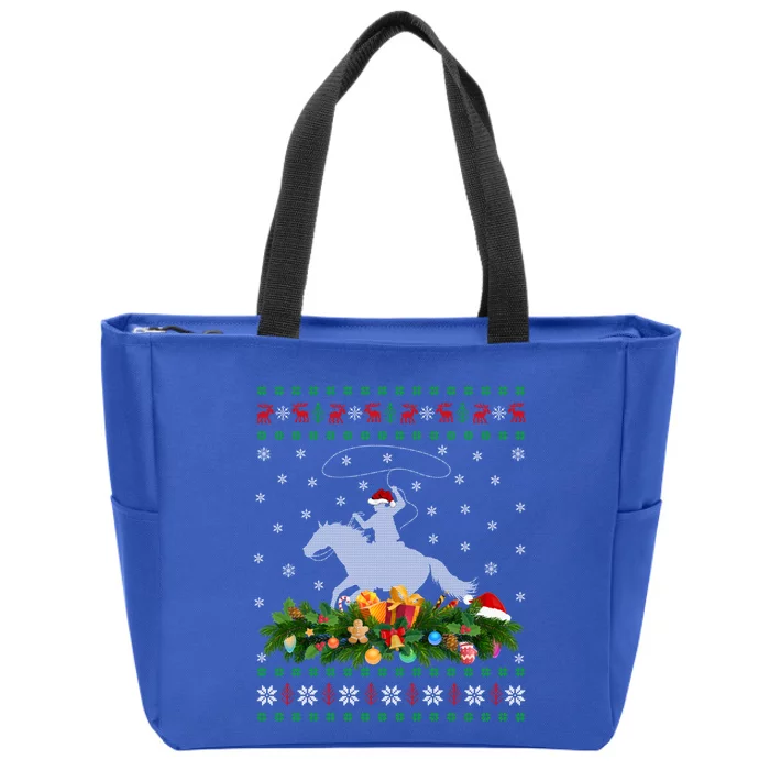 Cow Lover Xmas Santa Hat Ugly Cow Christmas Gift Zip Tote Bag