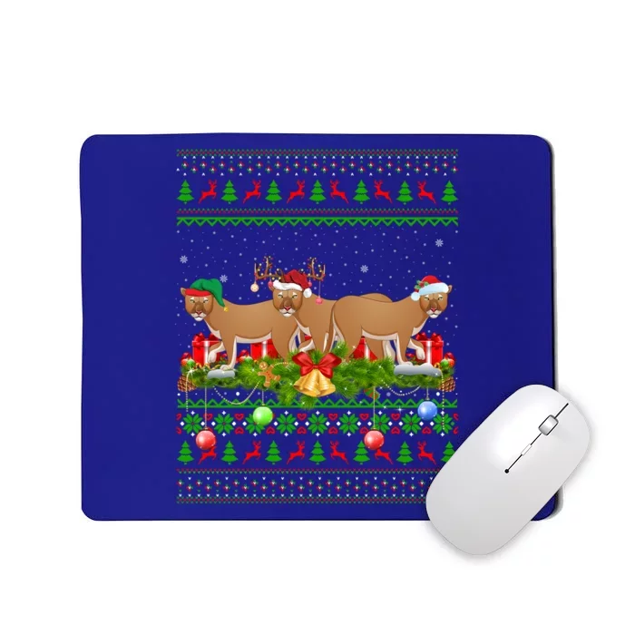 Cougar Lover Xmas Lighting Santa Ugly Cougar Christmas Gift Mousepad