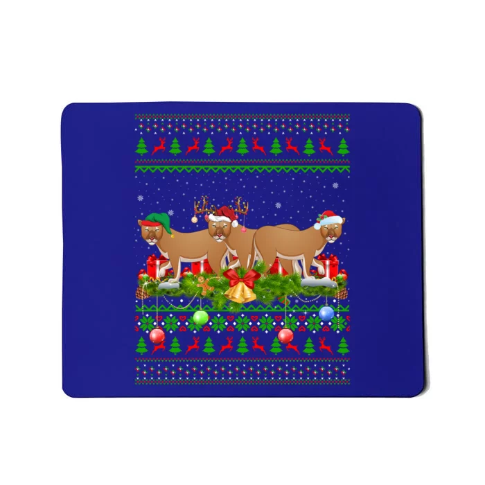 Cougar Lover Xmas Lighting Santa Ugly Cougar Christmas Gift Mousepad