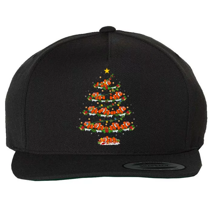 Clownfish Lover Xmas Lighting Clownfish Christmas Tree Gift Wool Snapback Cap