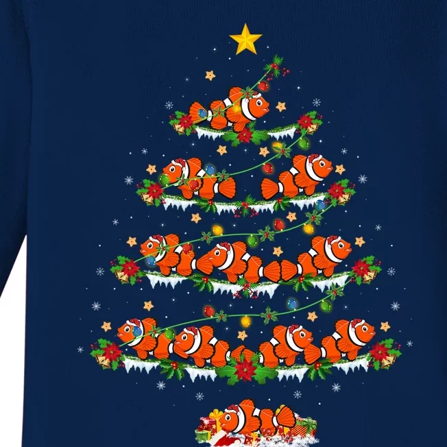 Clownfish Lover Xmas Lighting Clownfish Christmas Tree Gift Baby Long Sleeve Bodysuit