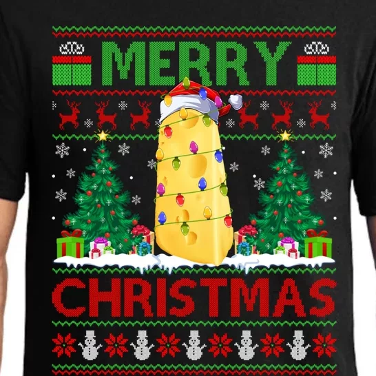 Cheese Lover Xmas Tree Ugly Santa Cheese Christmas Gift Pajama Set