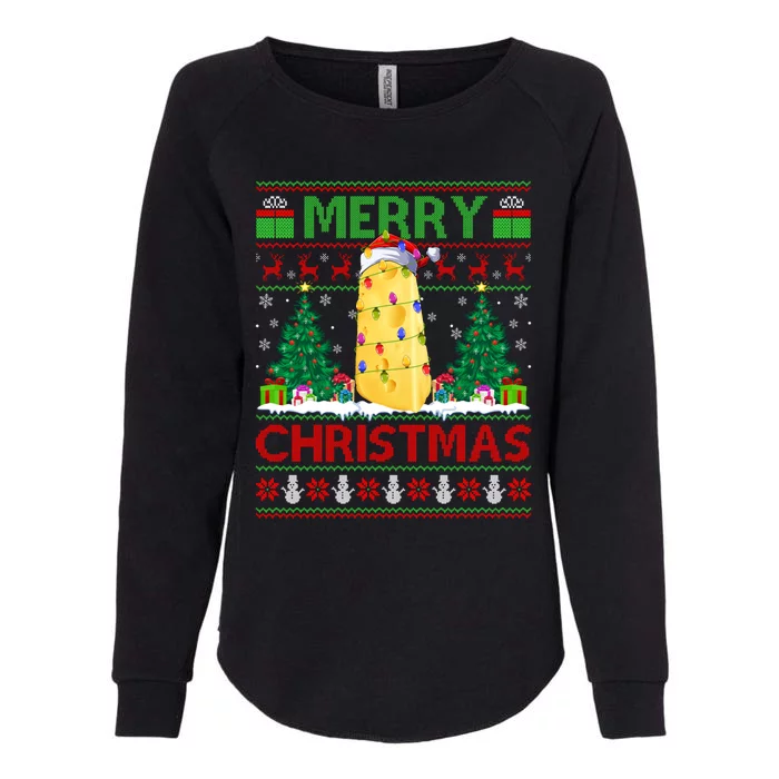 Cheese Lover Xmas Tree Ugly Santa Cheese Christmas Gift Womens California Wash Sweatshirt