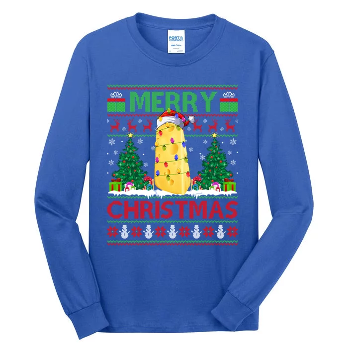 Cheese Lover Xmas Tree Ugly Santa Cheese Christmas Gift Tall Long Sleeve T-Shirt