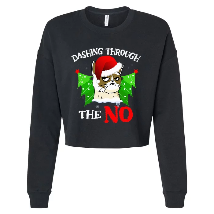 Cat Lover Xmas Dashing Through Grumpy Cats The No Christmas Cropped Pullover Crew