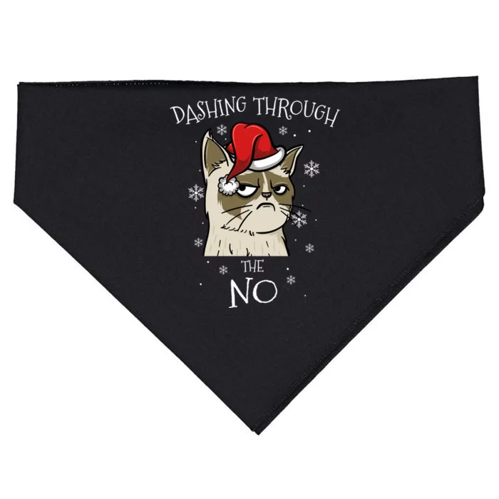 Cat Lover Xmas Funny Gift Dashing Through No Grumpy Christmas Gift USA-Made Doggie Bandana